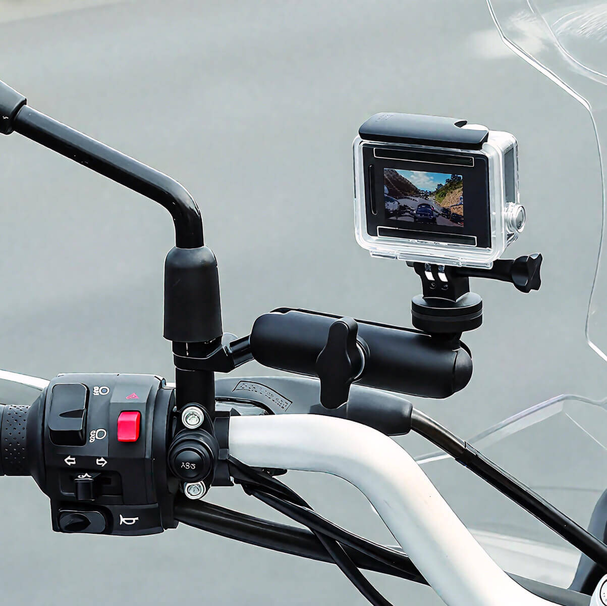 ZC2401 Motorcycle Rear View Mirror Mount on a bike