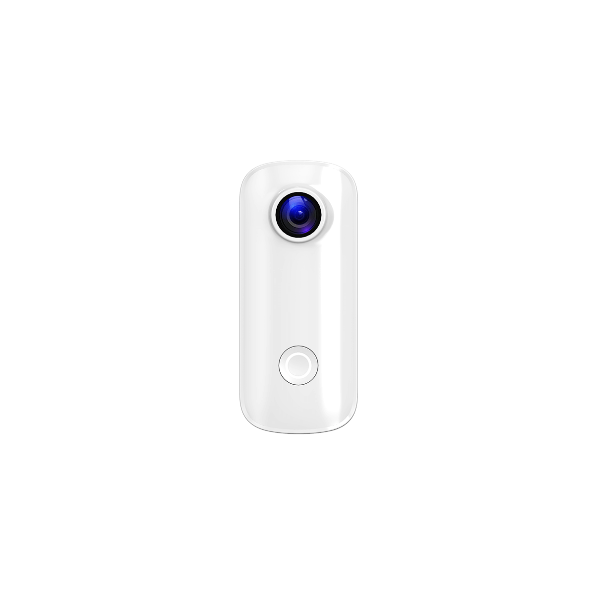 C100+ Action Camera front view, showcasing its compact design and lens for capturing 4K video and 15MP photos.