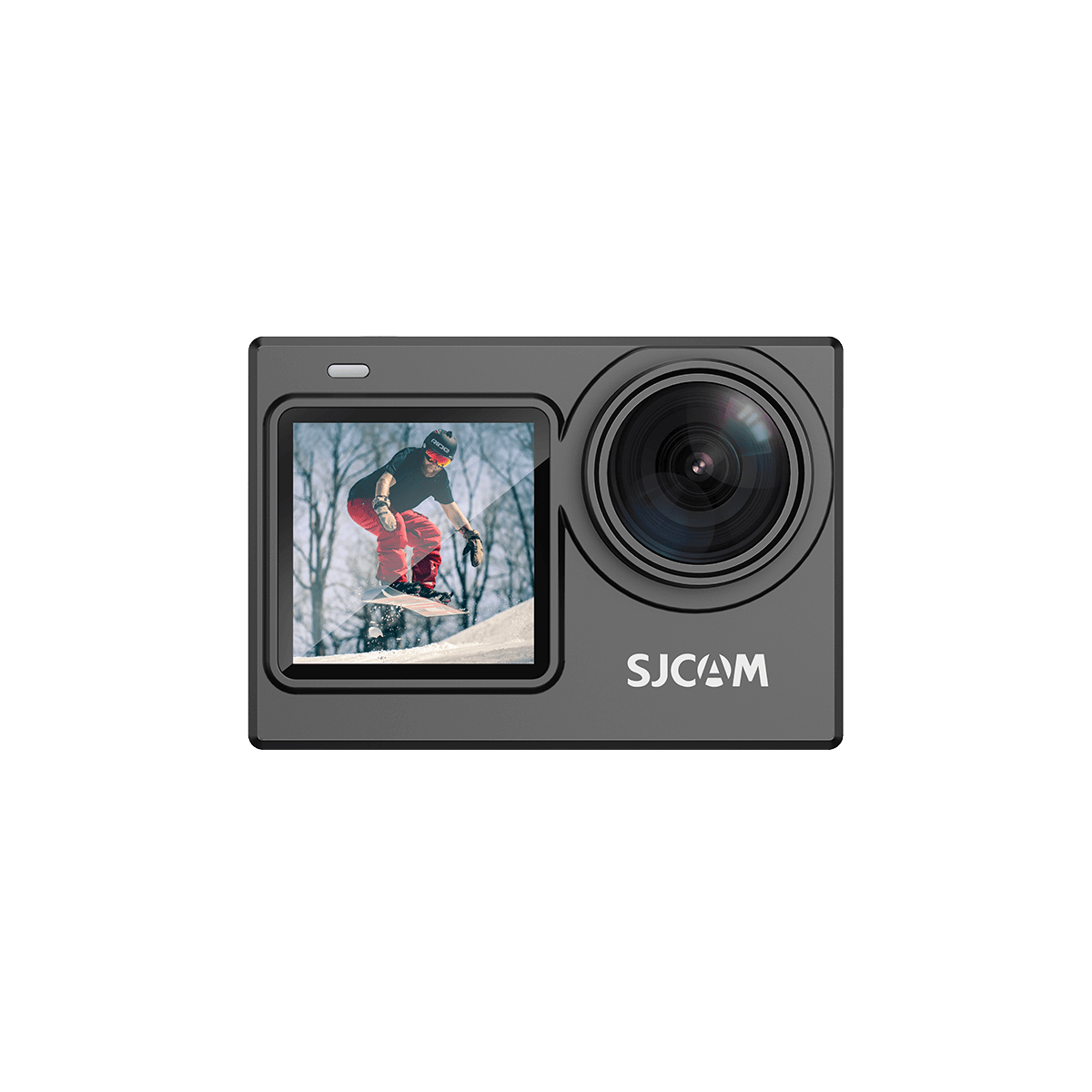 SJ6 Pro Action Camera showcasing dual screens and outdoor action shot.