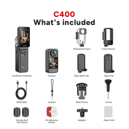 C400 action camera accessories and mounting kit