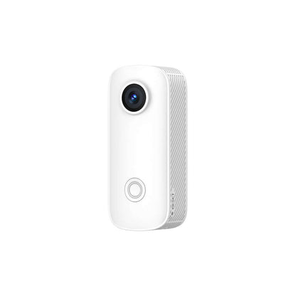 SJCAM C100 Pro Tiny 4K Action Camera in sleek white design, optimized for hands-free POV and lightweight performance.