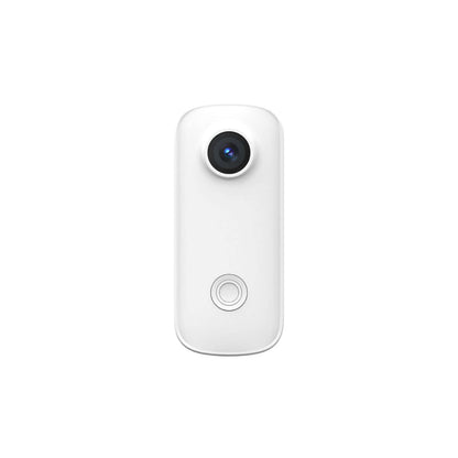 SJCAM C100 Pro Tiny 4K Action Camera front view, showcasing its sleek white design and lens.