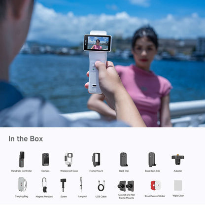 C400 Pro action camera with included accessories in the box