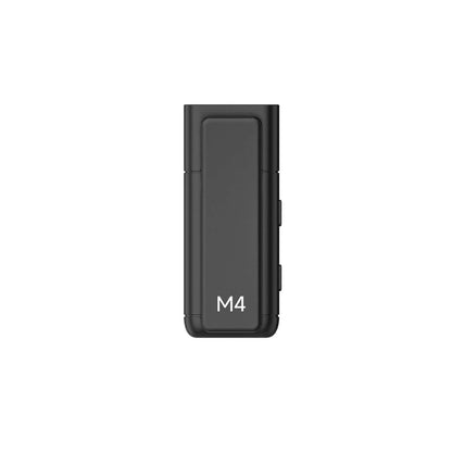 M4 Wireless Microphone compact design showing the sleek black finish and user-friendly controls.