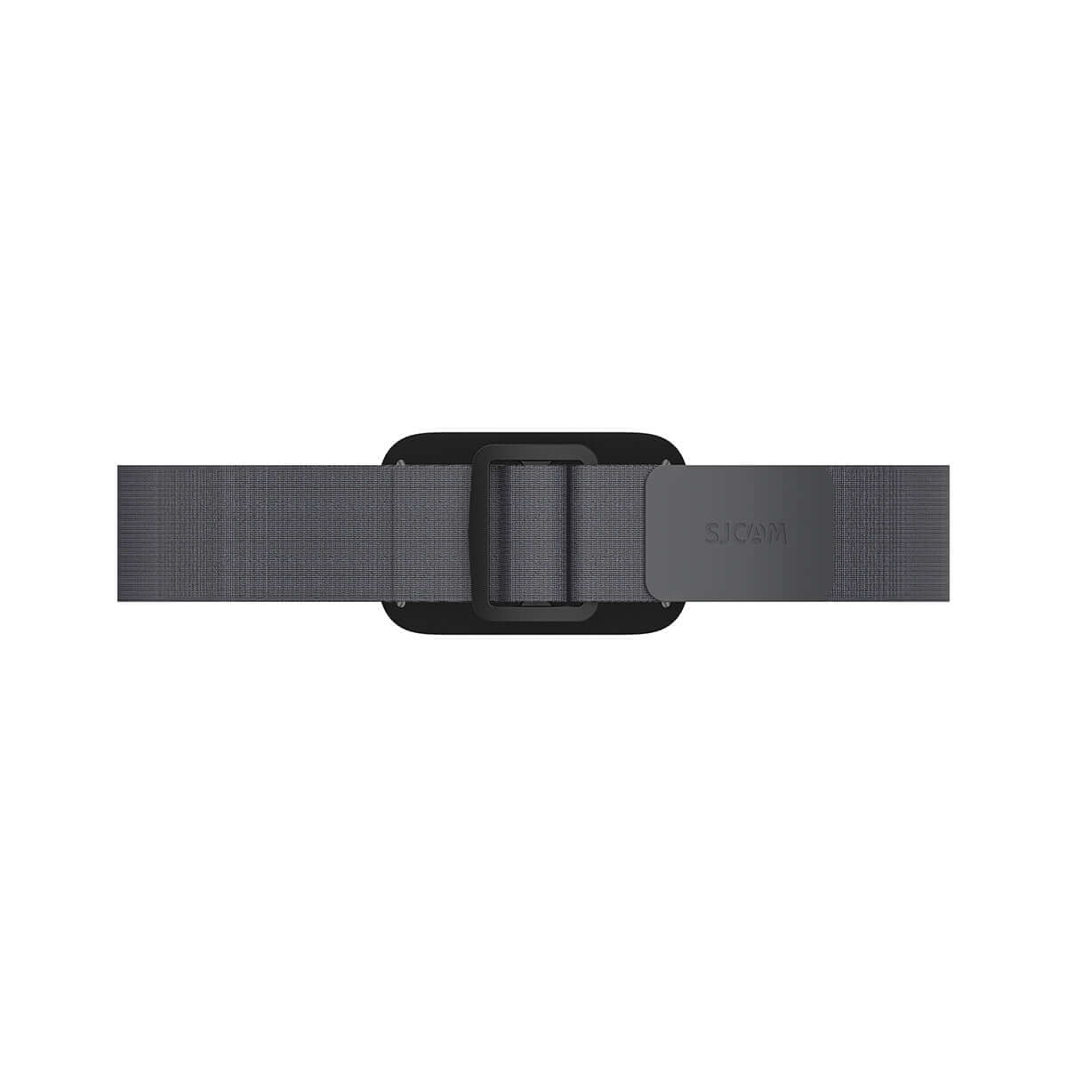 Magnetic Head Strap shown from above with a sturdy buckle and adjustable band in gray color.