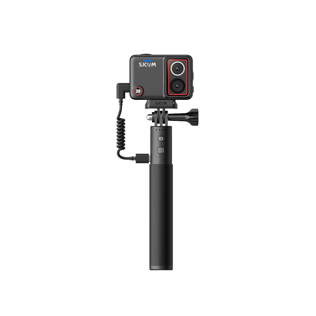 SJ30 8K Dual-lens Action Camera mounted on a gimbal for smooth shooting.