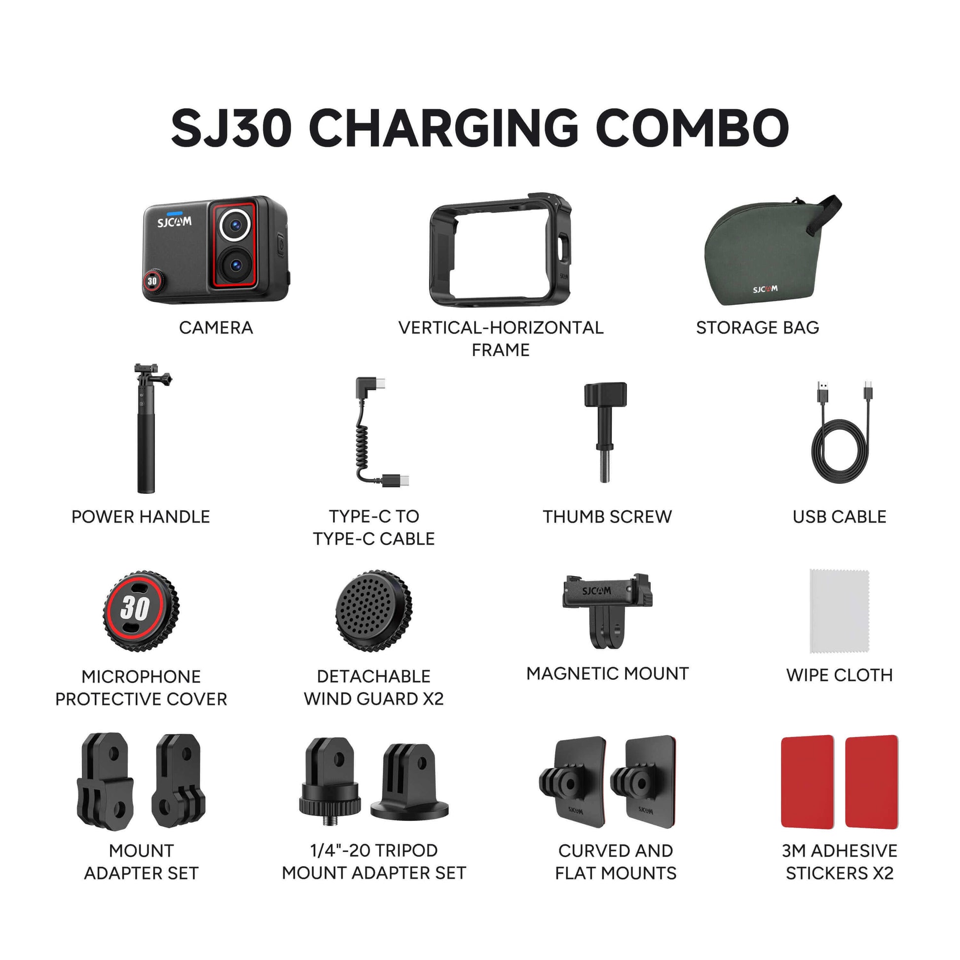 SJ30 8K action camera accessories and mounting kit