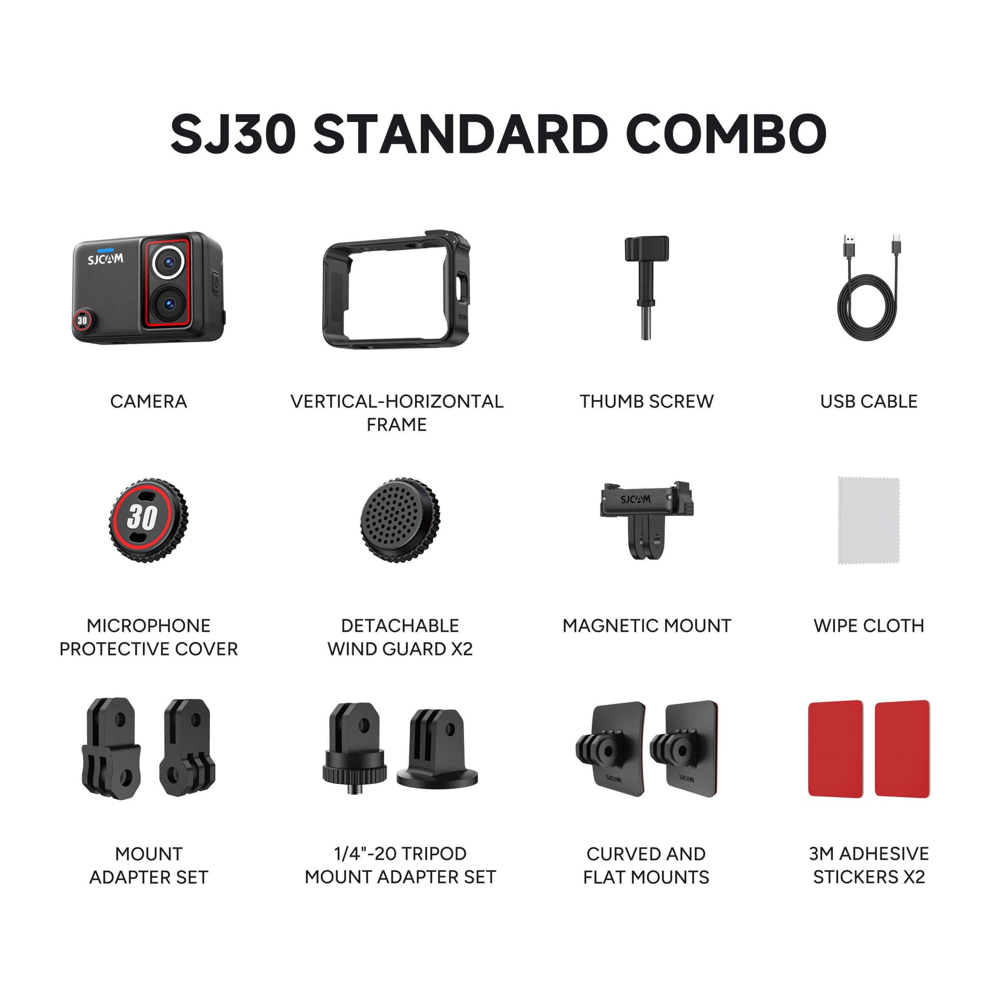 SJ30 8K action camera accessories and mounting kit