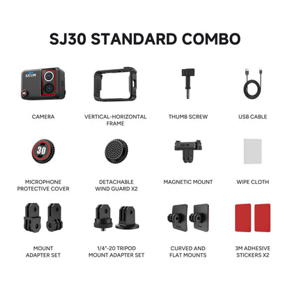 SJ30 8K action camera accessories and mounting kit