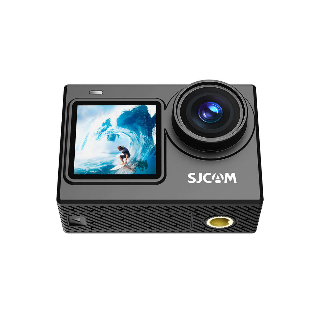 SJ6 Ultra Action Camera showcasing a 2.0" touchscreen and capturing vibrant action in true 4K clarity.