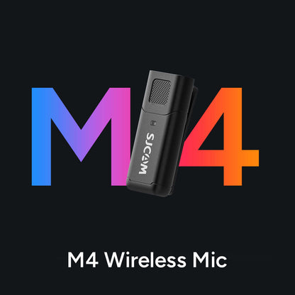 M4 Wireless Mic with colorful M4 background for enhanced audio recording quality