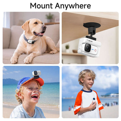 S10 magnetic action camera mounted on different surfaces