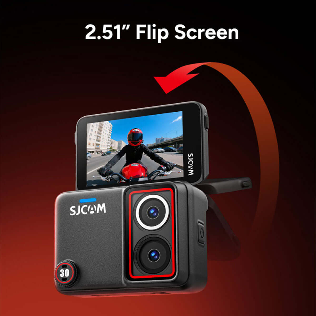 SJ30 action camera with 2.51 inch flip touchscreen for vlogging